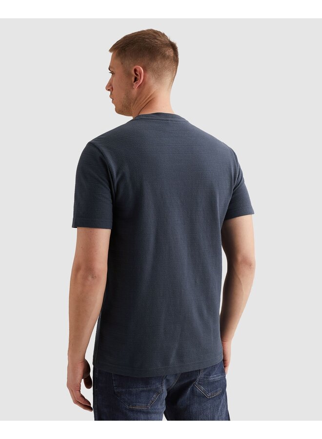 PTSS2602563 5116 PME Legend Short sleeve r-neck jacquard striped Mood Indigo