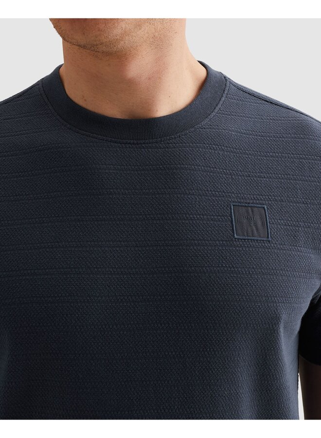PTSS2602563 5116 PME Legend Short sleeve r-neck jacquard striped Mood Indigo