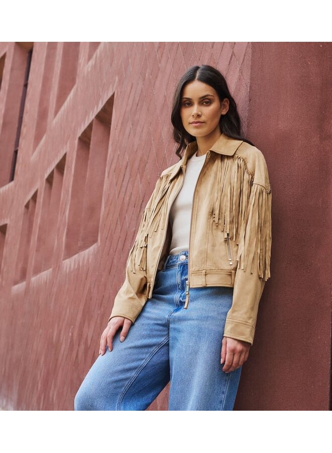 Ravenna.7002621 Rino & Pelle Jacket with fringes  Burlywood
