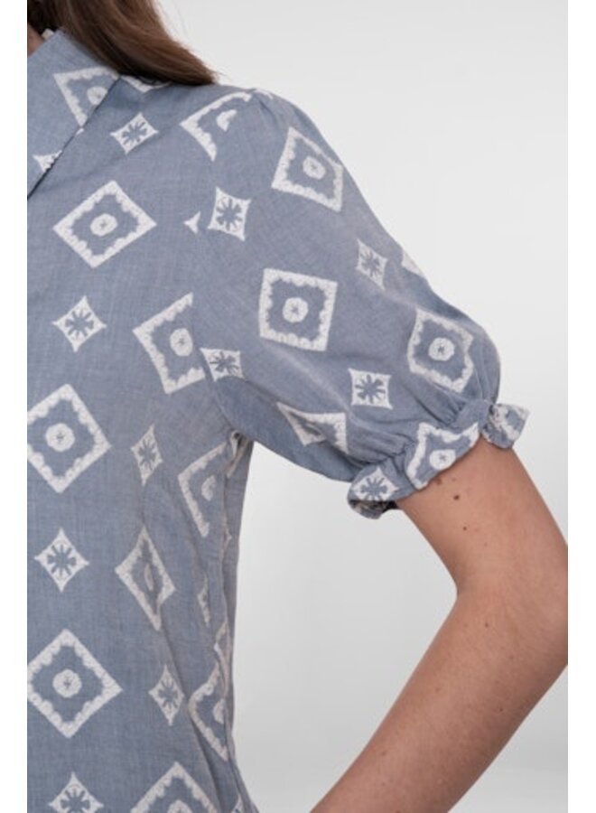 63268-20 625 Geisha blouse blue/ecru