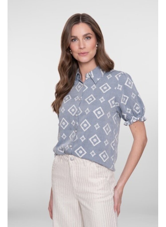 63268-20 625 Geisha blouse blue/ecru