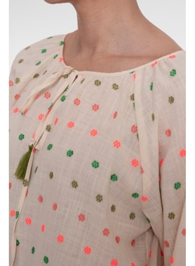 63251-20 718 Geisha top ecru/green/blush