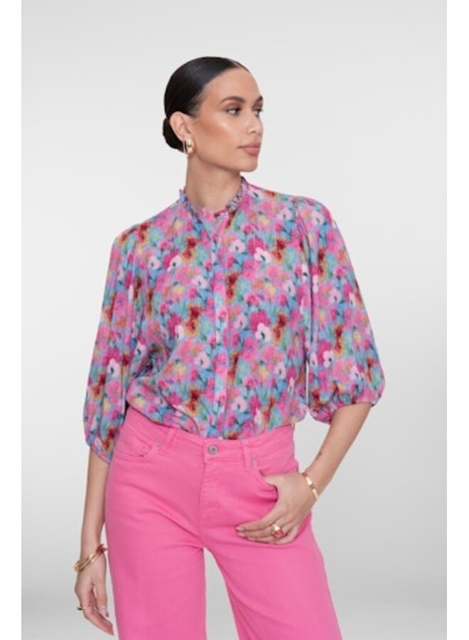 63203-20 625 Geisha blouse bright blue/pink