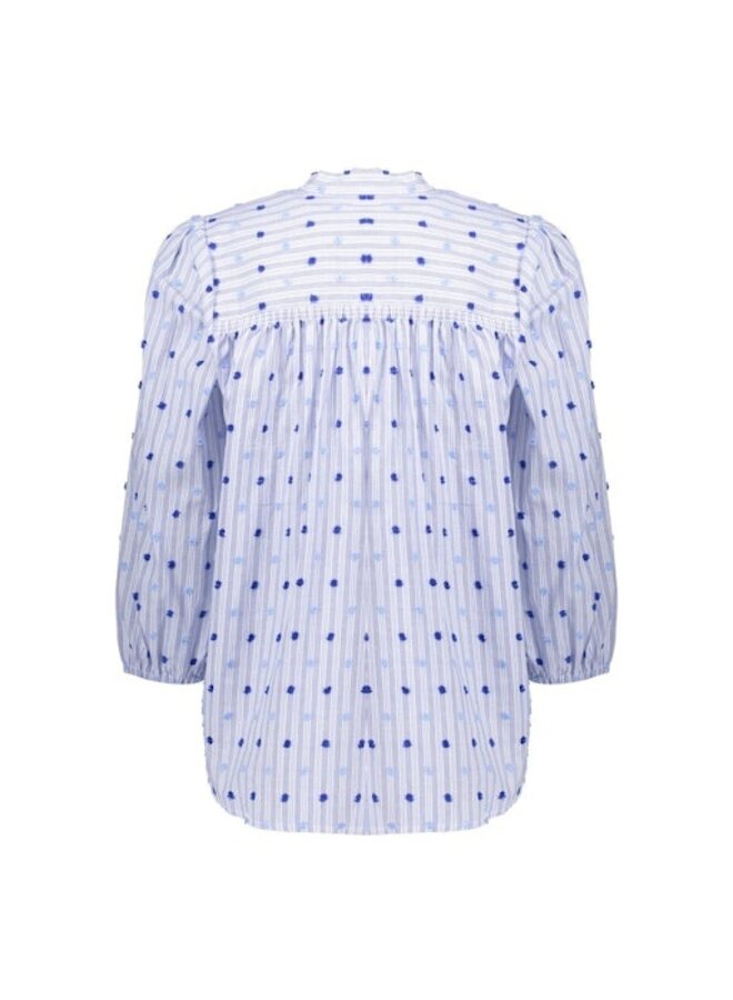 63057-14 625 Geisha Blouse stripes + dots blue