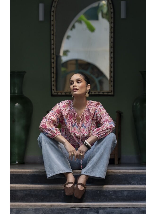 63219-20 420 Geisha top pink/cherry red