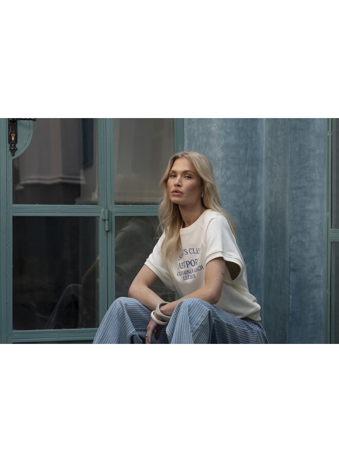 62046-41	 010 Geisha Sweater short sleeves "sports club"	 off-white/jeans blue