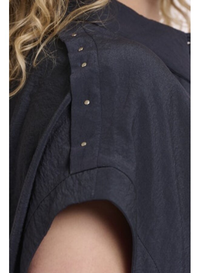 Imela.7002621 Rino&Pelle Boxy capsleeve top with pleats in waist Dark navy