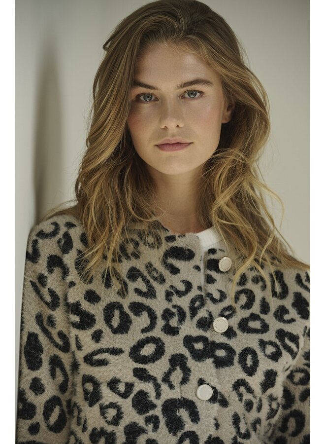 Jet.5012622 Rino&Pelle Boxy jacket with full button closure  Desert leopard