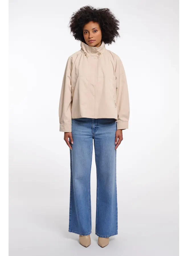 Ot.7002621 Rino&Pelle Wide fit short jacket with high collar  Oat