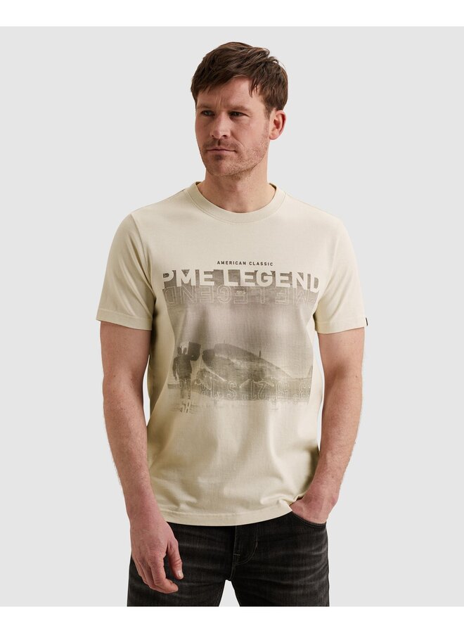 PTSS2603570 7013 PME Legend Short sleeve r-neck heavy jersey front print Bone White