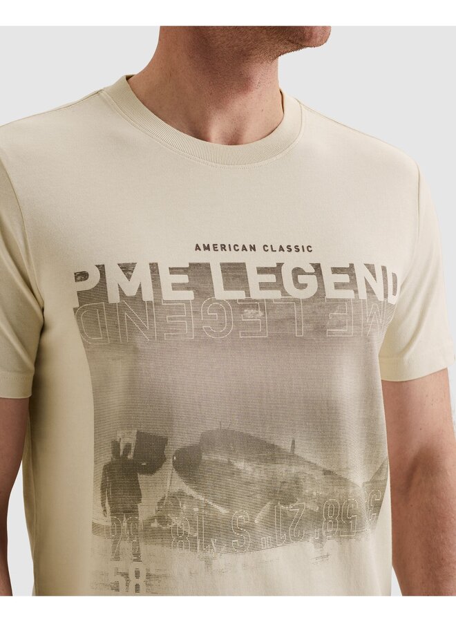 PTSS2603570 7013 PME Legend Short sleeve r-neck heavy jersey front print Bone White