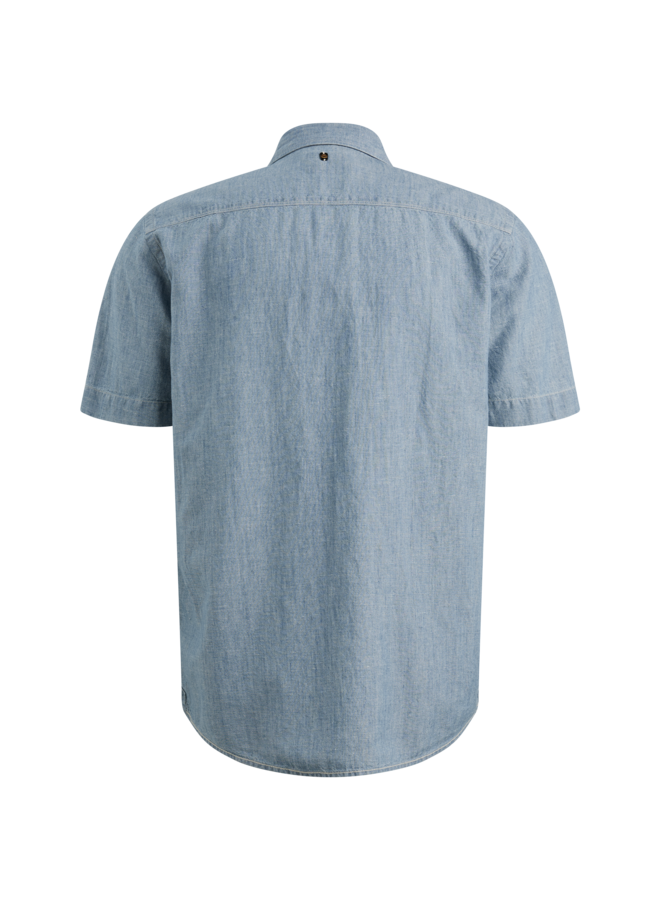 PSIS2603271 CMI PME Legend Short Sleeve Shirt Ctn/Linen Chambray Chambray Mid Indigo