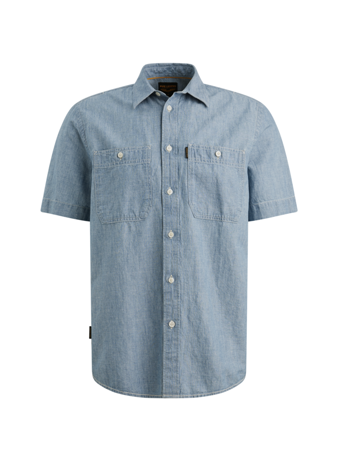 PSIS2603271 CMI PME Legend Short Sleeve Shirt Ctn/Linen Chambray Chambray Mid Indigo