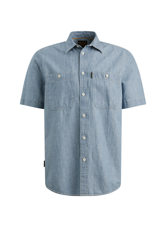PSIS2603271 CMI PME Legend Short Sleeve Shirt Ctn/Linen Chambray Chambray Mid Indigo