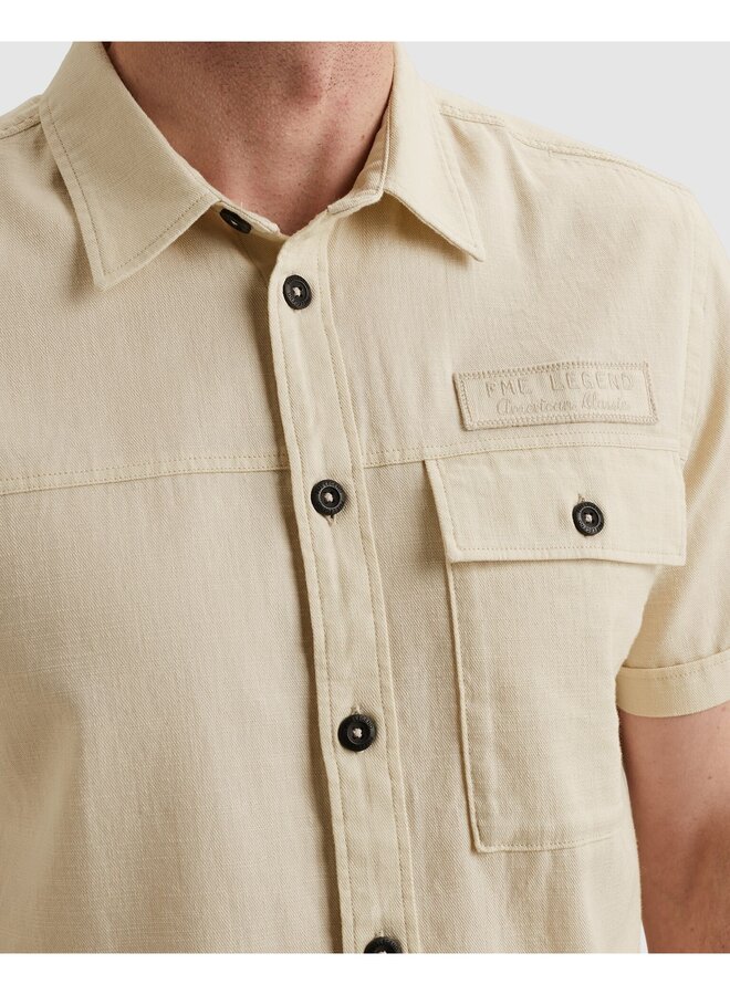 PSIS2603268 7013 PME Legend Short Sleeve Shirt Ctn Slub Bone White