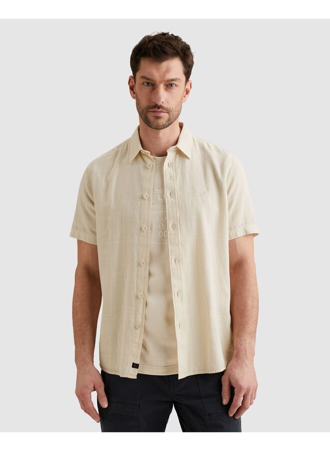 PSIS2603256 7013 PME Legend Short Sleeve Shirt Slubgrid Bone White