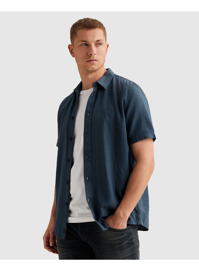 PSIS2603256 5052 PME Legend Short Sleeve Shirt Slubgrid Bijou Blue