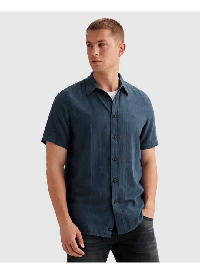 PSIS2603256 5052 PME Legend Short Sleeve Shirt Slubgrid Bijou Blue