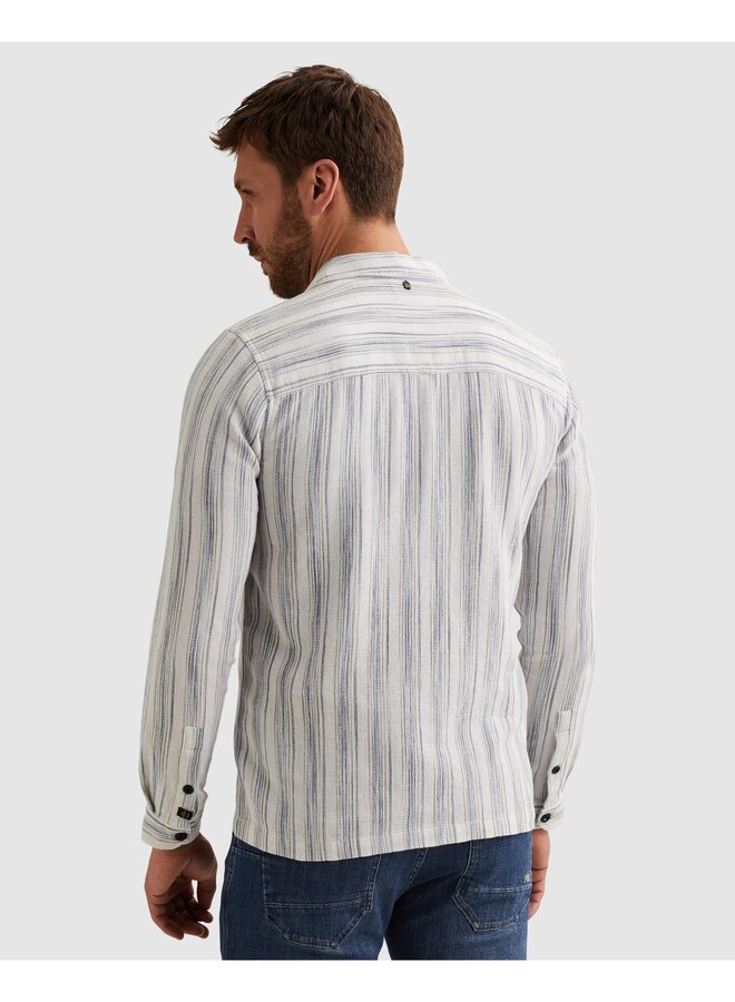 PSI2603250 5332 PME Legend LONG SLEEVE SHIRT Mattweave Yd Stripe Ctn/linen Sargasso Sea