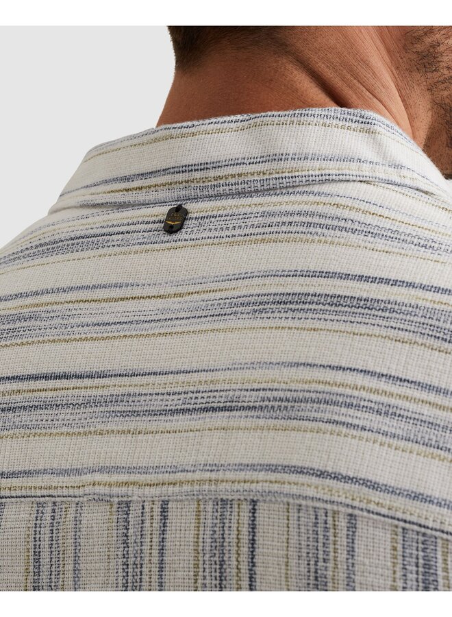 PSI2603250 5332 PME Legend LONG SLEEVE SHIRT Mattweave Yd Stripe Ctn/linen Sargasso Sea