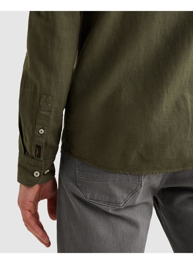 PSI2603243 6150 PME Legend LONG SLEEVE SHIRT Ctn Linen garment dye Thyme