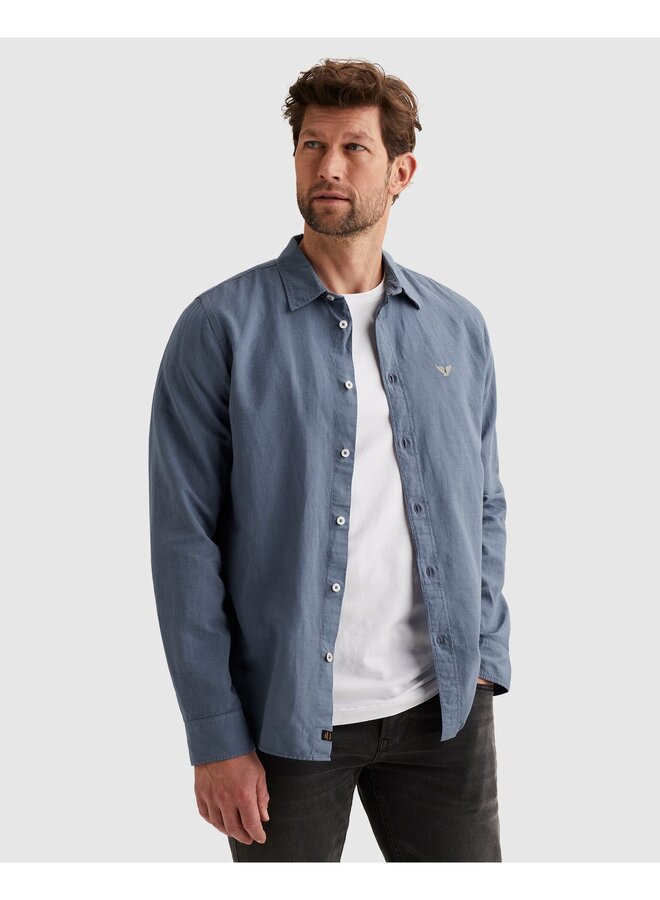 PSI2603243 5052 PME Legend LONG SLEEVE SHIRT Ctn Linen garment dye Bijou Blue
