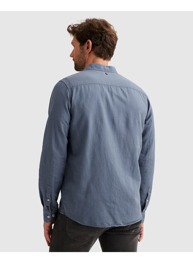 PSI2603243 5052 PME Legend LONG SLEEVE SHIRT Ctn Linen garment dye Bijou Blue