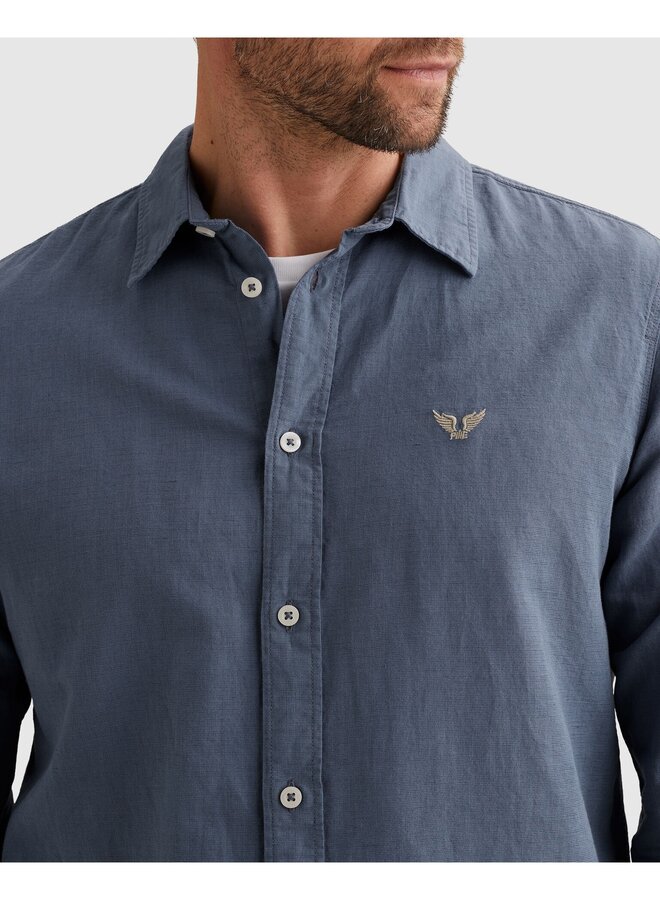 PSI2603243 5052 PME Legend LONG SLEEVE SHIRT Ctn Linen garment dye Bijou Blue