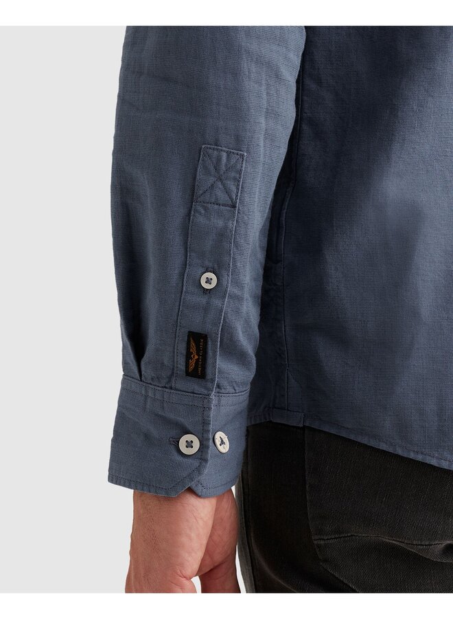 PSI2603243 5052 PME Legend LONG SLEEVE SHIRT Ctn Linen garment dye Bijou Blue