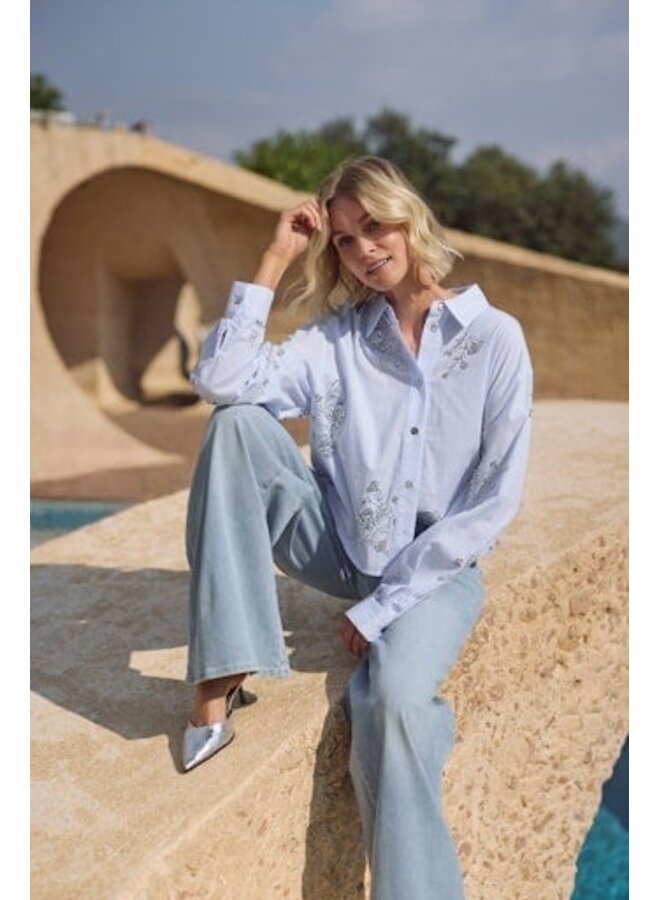 NKS02138 314 Nukus Adora Blouse Stripe Cloudy/Offwhite