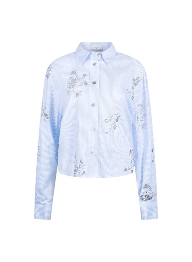 NKS02138 314 Nukus Adora Blouse Stripe Cloudy/Offwhite