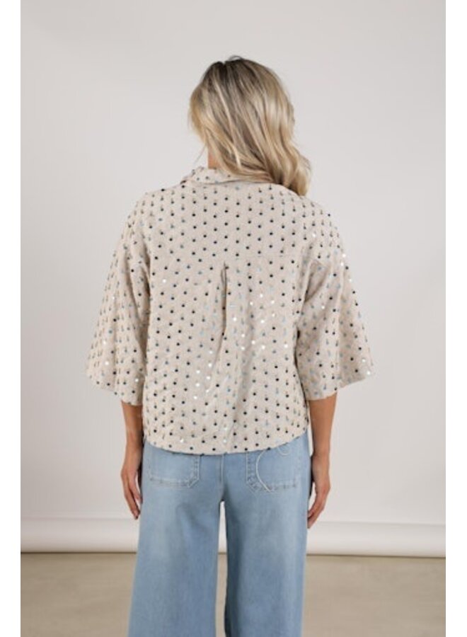 NKS02205 316 Nukus Leena Blouse Paillet Sand/Cloudy