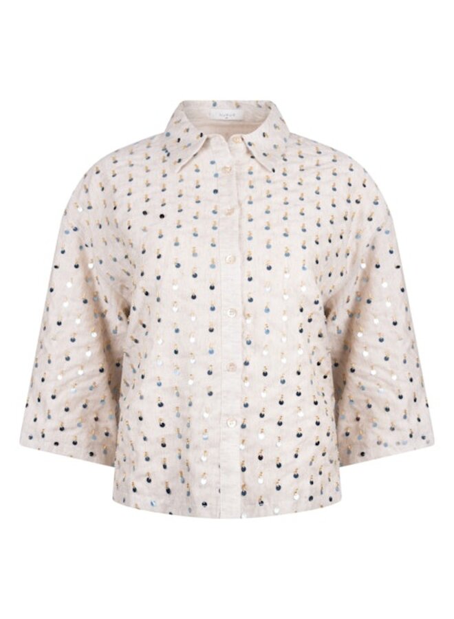 NKS02205 316 Nukus Leena Blouse Paillet Sand/Cloudy
