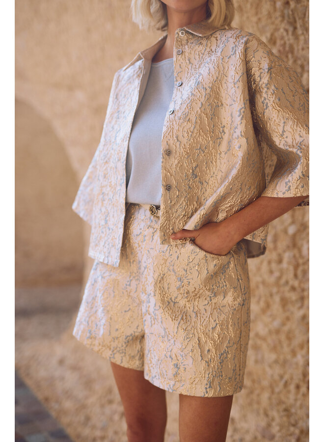 NKS02205 316 Nukus Leena Blouse Paillet Sand/Cloudy