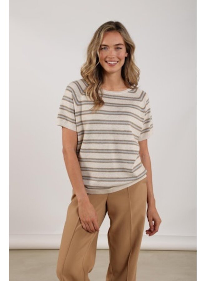 NKS03040 316 Nukus Rachel Pullover Stripe Sand/Cloudy