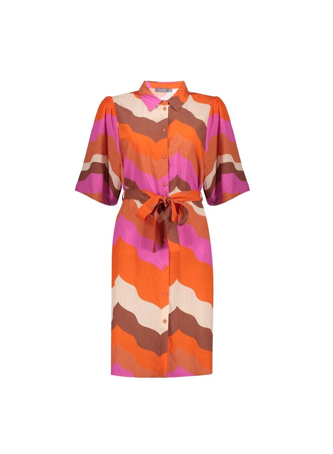 67103-20 718 Geisha dress ecru/brown/cassis