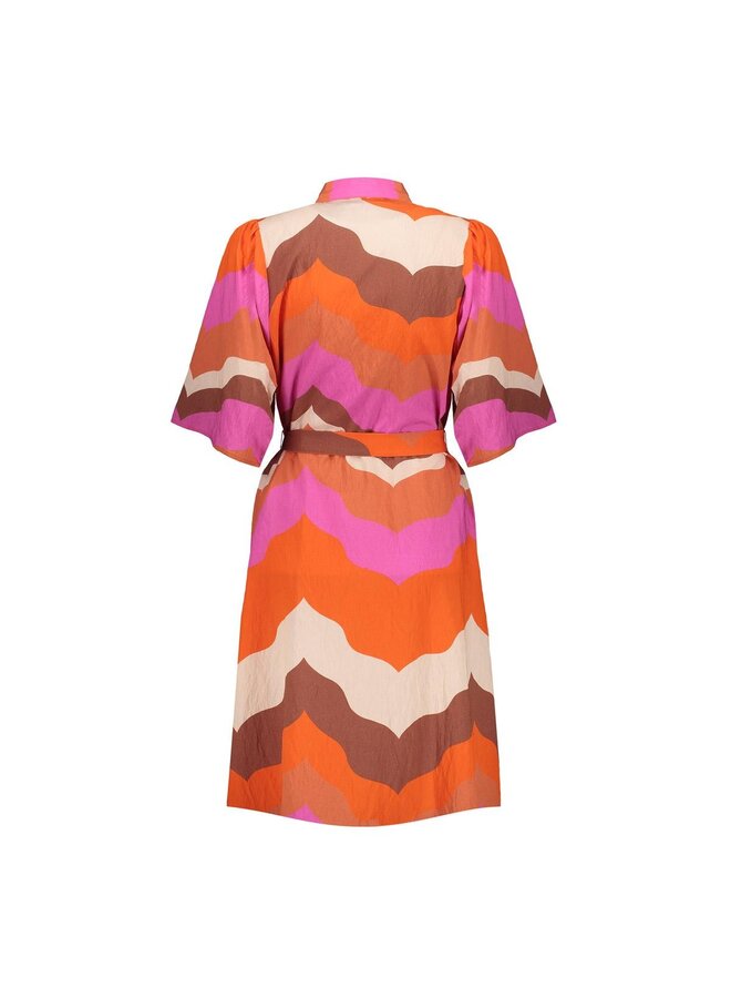 67103-20 718 Geisha dress ecru/brown/cassis