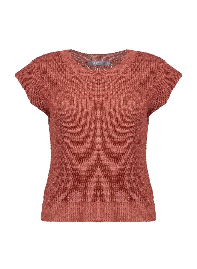 64082-70 743 Geisha Pullover lurex sleeveless stone red/gold