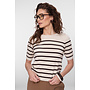64011-10 010 Geisha Pull short sleeves stripes off-white/brown