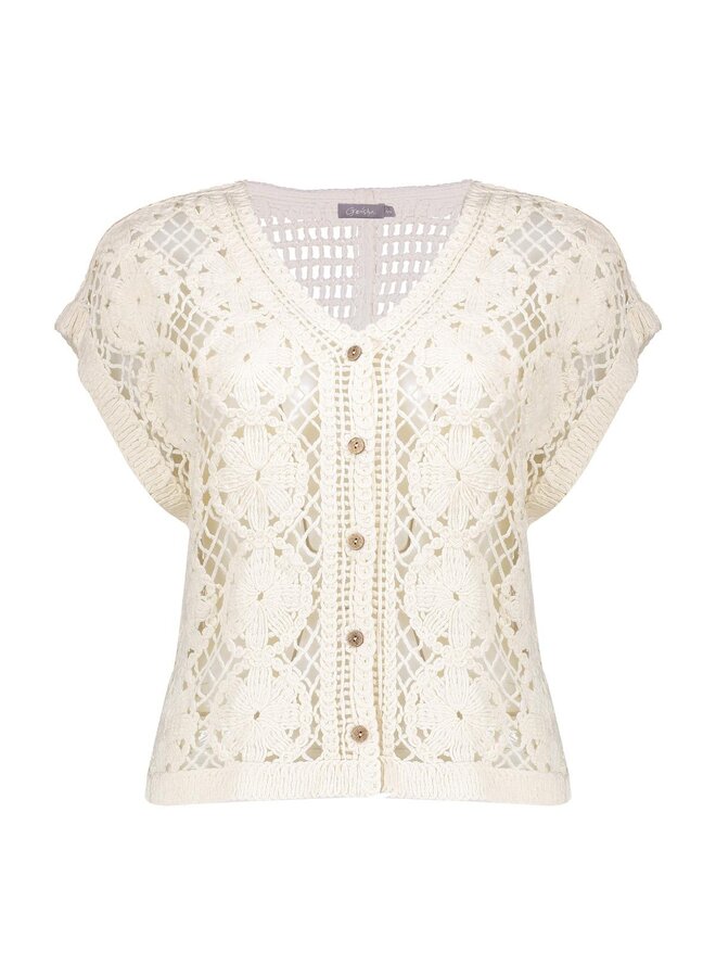 64001-10 718 Geisha Vest crochet ecru