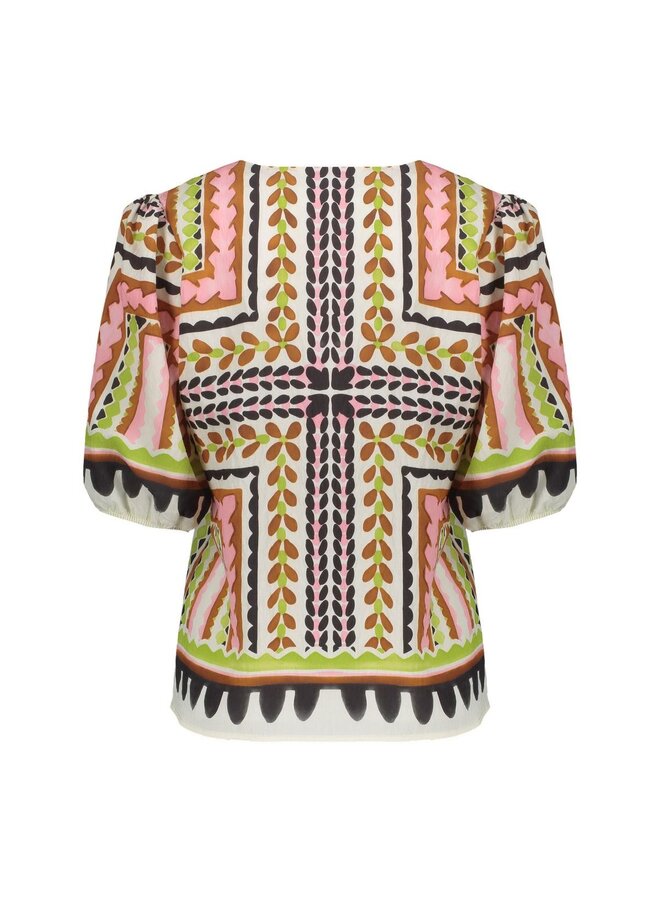 63255-20 718 Geisha top ecru/pink/cactus