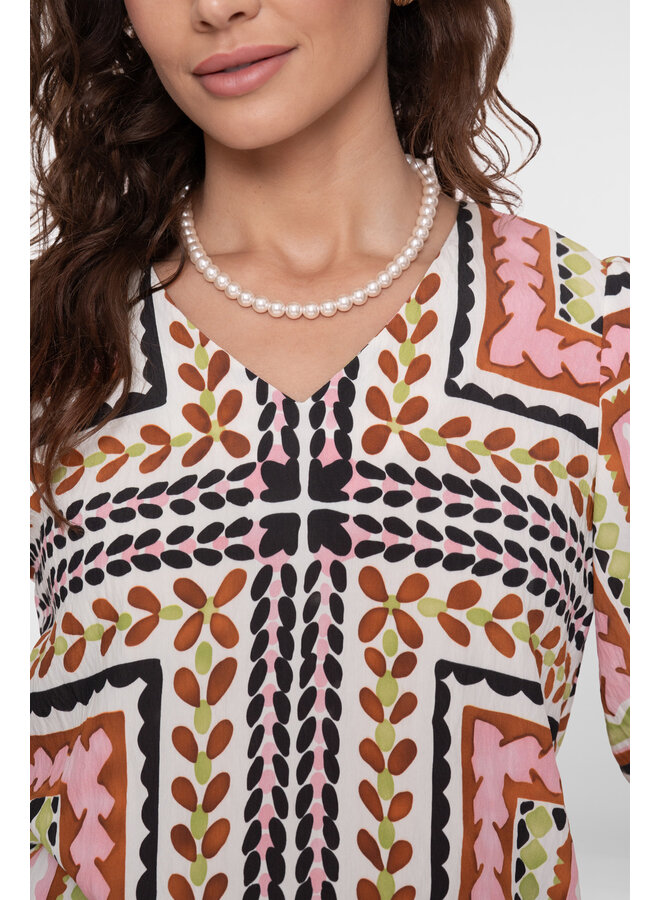 63255-20 718 Geisha top ecru/pink/cactus