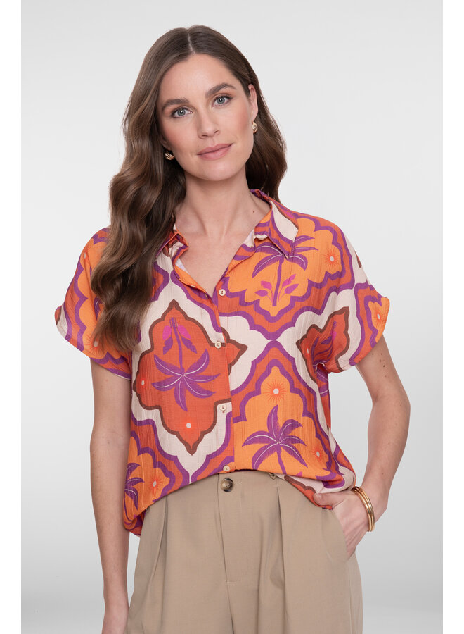 63247-20 718 Geisha blouse ecru/mango/purple