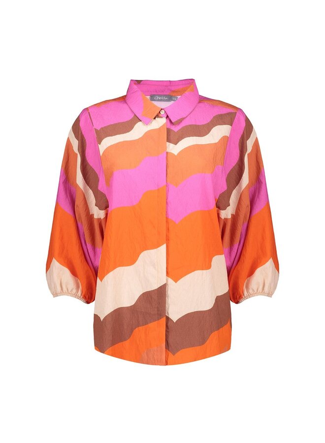 63216-20 718 Geisha blouse ecru/brown/cassis