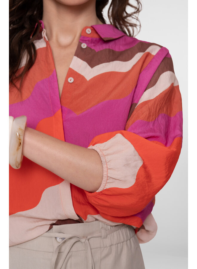 63216-20 718 Geisha blouse ecru/brown/cassis