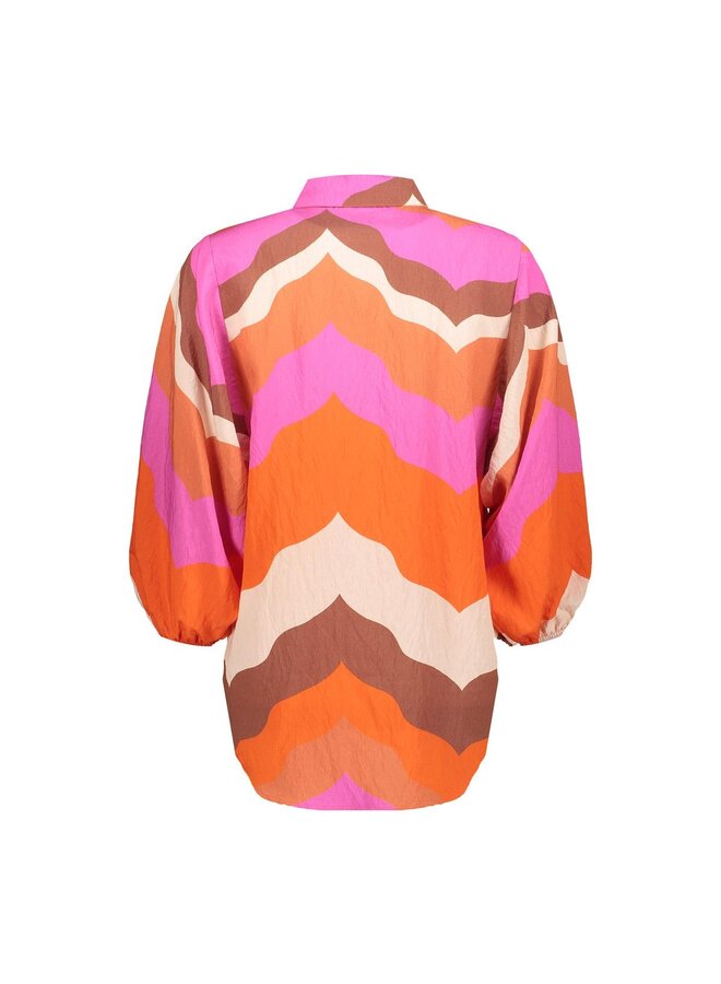 63216-20 718 Geisha blouse ecru/brown/cassis