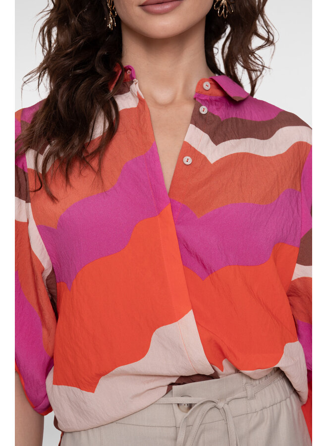 63216-20 718 Geisha blouse ecru/brown/cassis