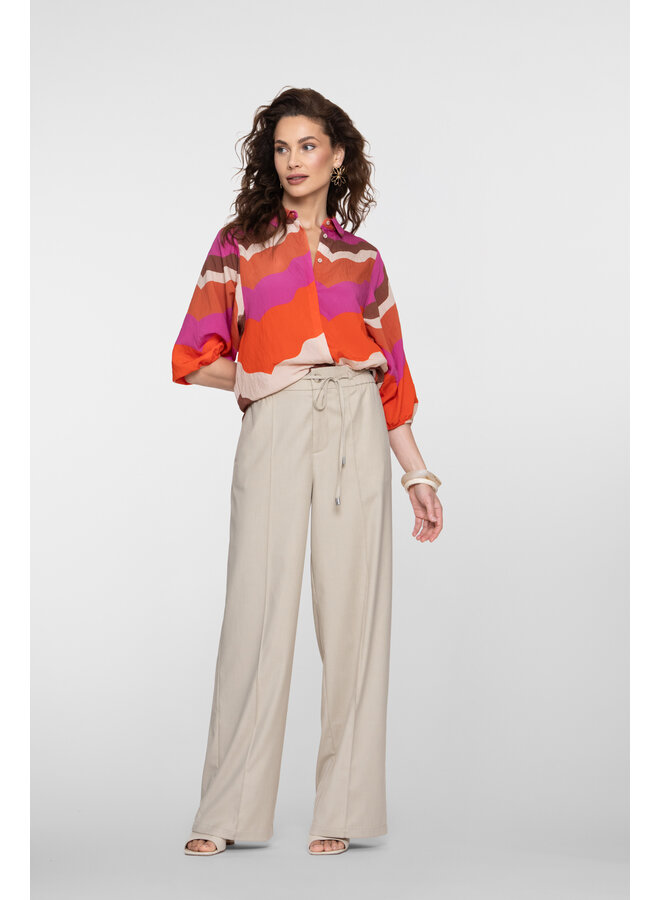 63216-20 718 Geisha blouse ecru/brown/cassis