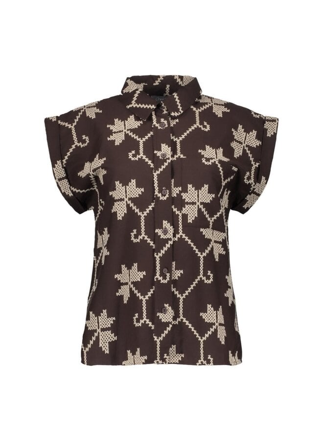 63212-20 750 Geisha blouse chocolate brown/sand