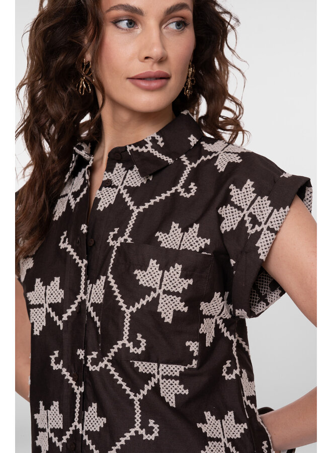 63212-20 750 Geisha blouse chocolate brown/sand